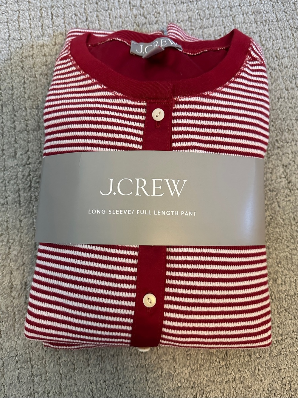 J. Crew Red & White Striped Long-Sleeve Pajama Set